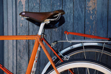 orange bicycle handlebarの写真素材