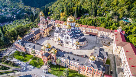 Christian landmark of the new Athos monastery from the height of bird flight