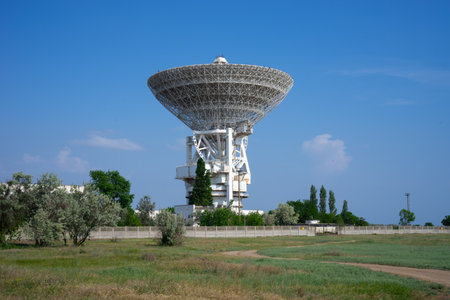 Natural landscape with a view of the RT-70 radio telescope. Vitino, Crimeaの写真素材