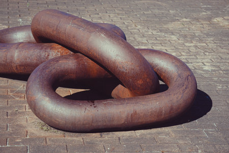 old abandoned metallic chainの写真素材