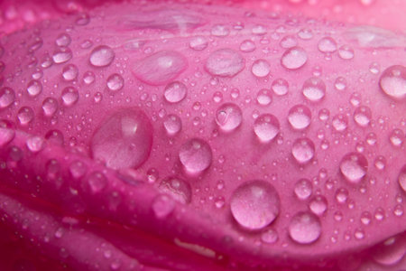 Background macro water droplets on the petals of pink rosesの素材