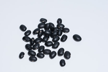 Black beans, white background.の素材
