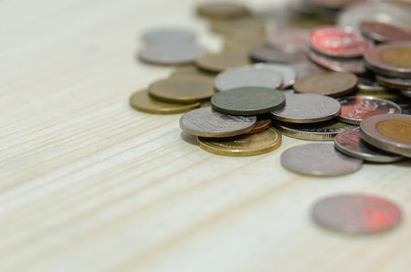 Money coins put together background. Thai moneyの素材