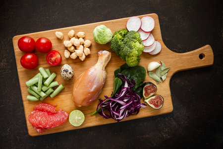 Flexitarian diet food composition backgroundの素材