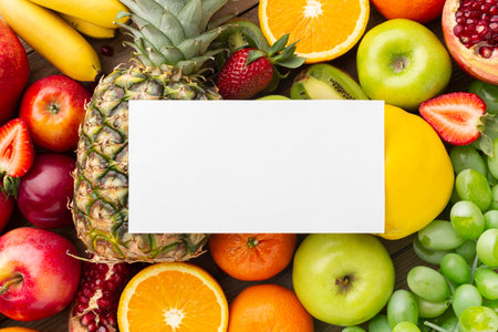 Top view fresh fruits arrangementの素材