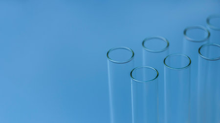 Medical tubes on blue backgroundの素材