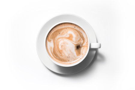 Cup coffee cappuccino on a white background, Full frameの素材