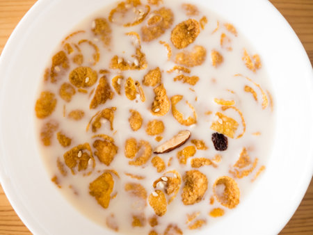 Simple fast and easy breakfast cereal in milk.の素材