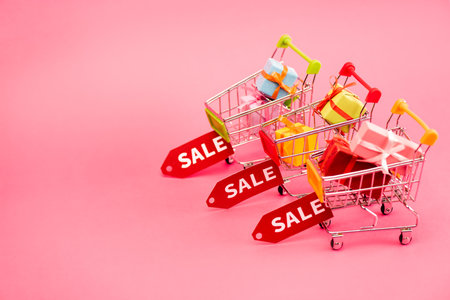 colorful gifts shopping carts saleの素材