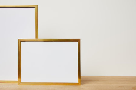 mock frames wooden table homeの素材