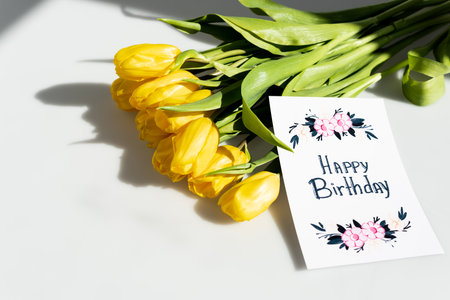 sunlight yellow tulips greeting cardの素材