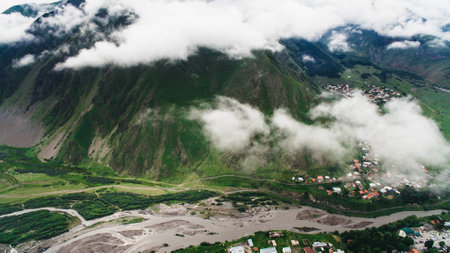 city in green mountainsの素材