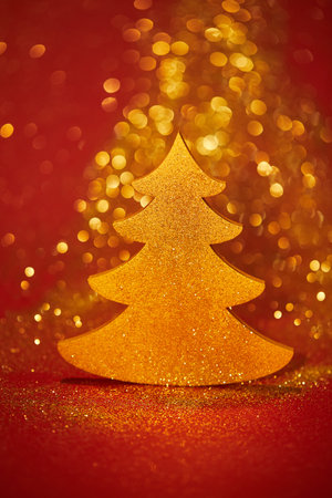 golden shiny christmas tree glitterの素材