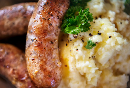 Homemade pork sausages for dinnerの素材