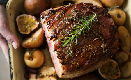 Mouth watering baked hamの素材