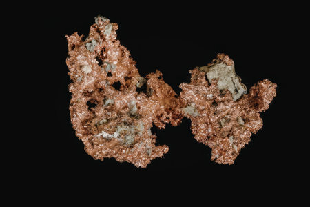 A high-quality image of a copper ore mineral specimen, showcasing its unique texture and color...