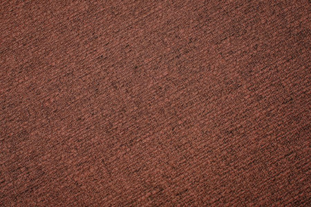 A close-up view of a red textured surface, possibly a carpet or rug, with a dense and intricate...