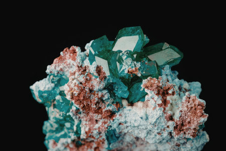 This image showcases a stunning cluster of emerald crystals nestled within a rock formation. The...