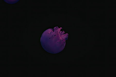 A mesmerizing image of a purple jellyfish showcasing its bioluminescent capabilities against a dark...