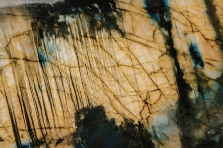The image displays a close-up view of a mineral surface with a predominantly yellow background,...