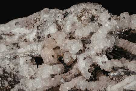 This image presents a detailed view of a crystalline rock formation, showcasing its intricate...