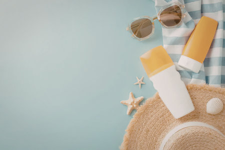Sunscreen, sunglasses, and a hat for a perfect beach day
