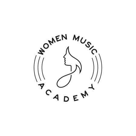 woman music academy emblem logo designsのイラスト素材