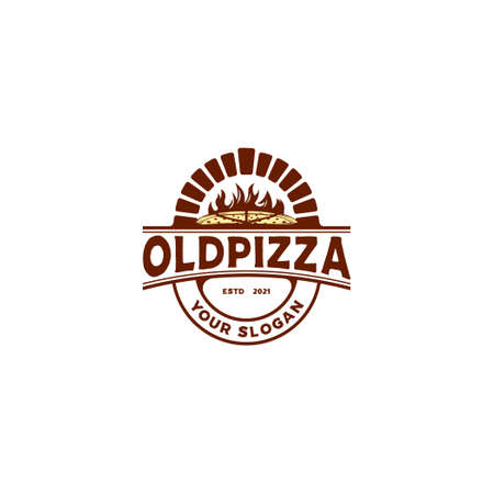 old pizza emblem logo designsのイラスト素材