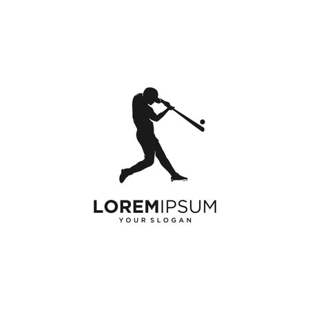 cricket sports player silhouette logoのイラスト素材