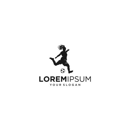 woman football player silhouette logoのイラスト素材