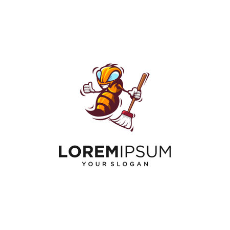 animal bee cleaning services logoのイラスト素材