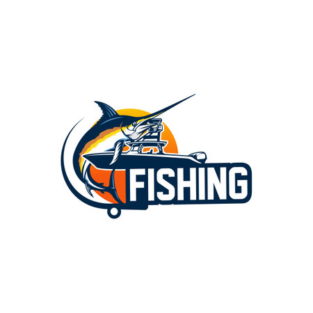 marlin fishing logoのイラスト素材
