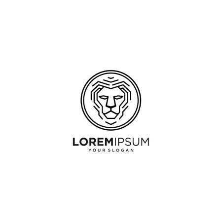 outline lion head logoのイラスト素材