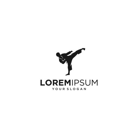 taekwondo player silhouette logoのイラスト素材