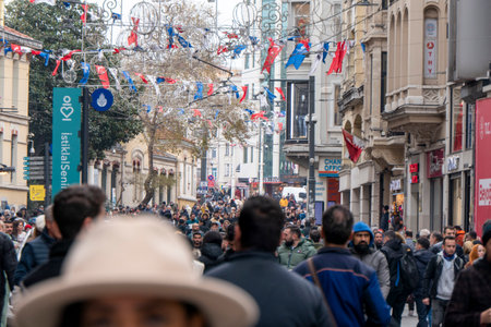Istiklal Busy Street of Istanbul full of peopleのeditorial素材
