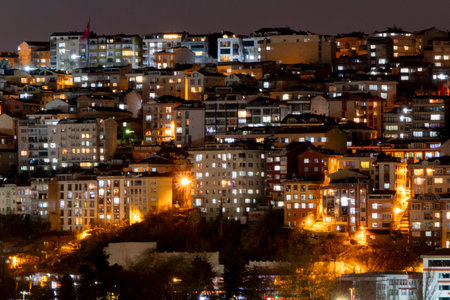 Istanbul Golden Horn VIew at nightの写真素材