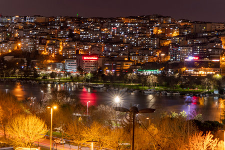 Istanbul Golden Horn VIew at nightの写真素材