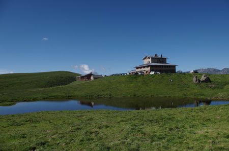 Alpine retreat in the resort Plans dell'Avaro - Italian Alpsの写真素材