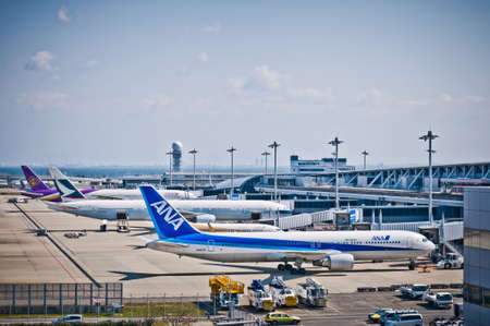 Kansai-International-Airport, Boeing 767-300のeditorial素材