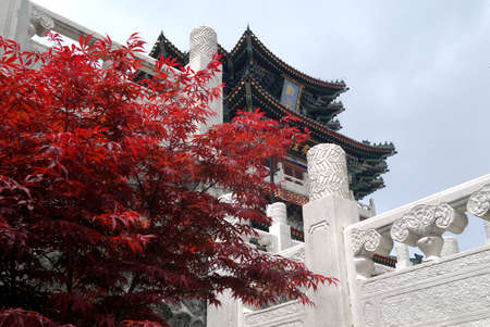 Lively red and majestic templesの写真素材