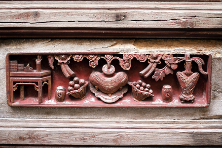 Traditional Chinese wood carvingの写真素材