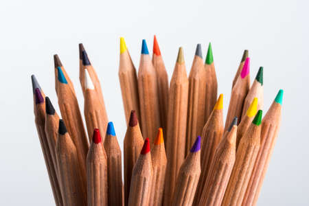 Multicolored pencils isolated on white backgroundの写真素材