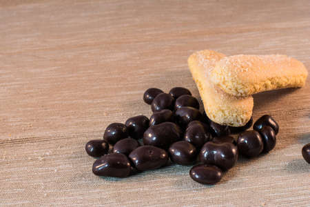 chocolate pralines with bisquitsの写真素材