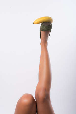 tanned legs of young womanの写真素材