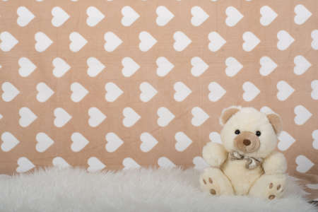 teddy bear on a beige backgroundの写真素材