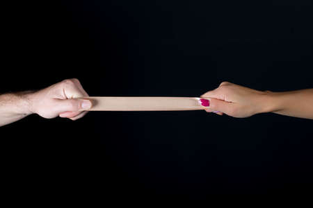 two hands holding up a messageの写真素材
