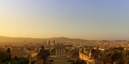 Barcelona at sunsetのeditorial素材