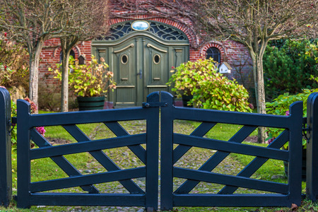 Blue garden gateの写真素材