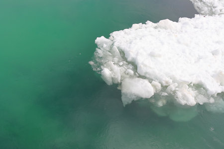 ice melting in the wild, closeup of photo