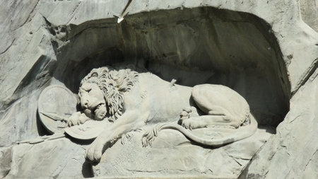 sculpture dying lion lucerne switzerlandの写真素材